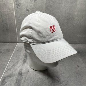 100 Emoji White Baseball Dad Hat/Cap Adjustable - One Size Fits Most - Otto